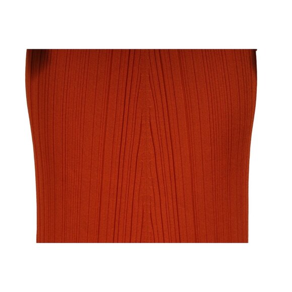 Joseph Womens Polo Skirt Pleated Set Satiny Rib Medium Orange Viscose Stretch - Picture 8 of 16